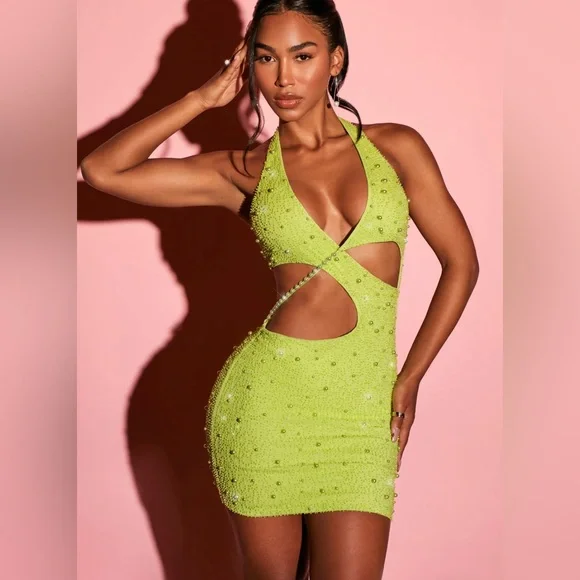 Oh Polly Lime Green Mini Dress - Picture 1 of 8